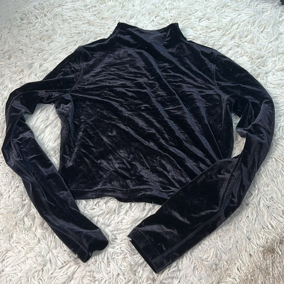 Lululemon All Aligned Mock Neck Long Sleeve Shirt *Crushed Velvet Black - Picture 1 of 6